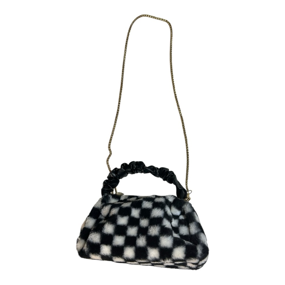 Checker Board Printed Crinkle Handle Swing Bag